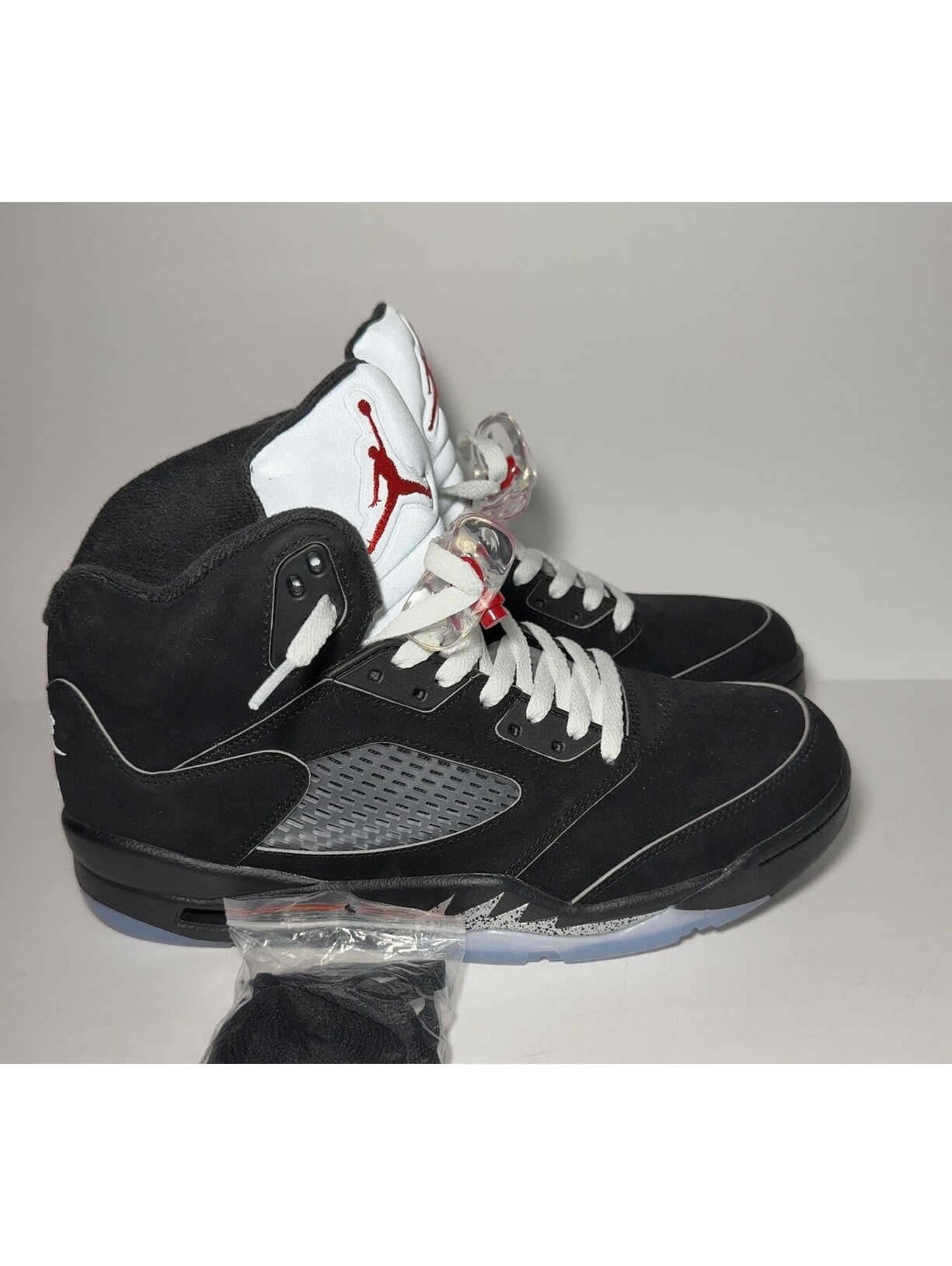 Nike Air Jordan 5 Retro Sneakers Metallic Black White Us Size 9 With Box